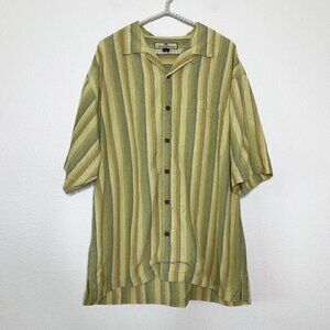Tommy Bahama Mens 100% Silk Button Front Striped Camp Casual Shirt Size Large